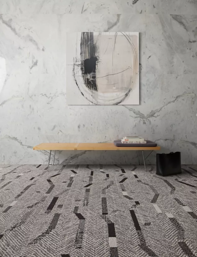 Interface Accent Hour plank carpet tile in public space