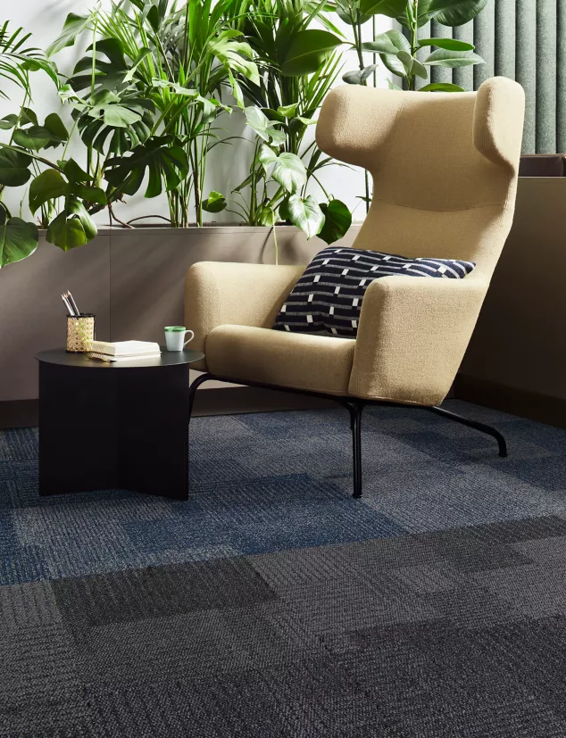 Interface Come and Go carpet tile in workplace or hospitality seating area